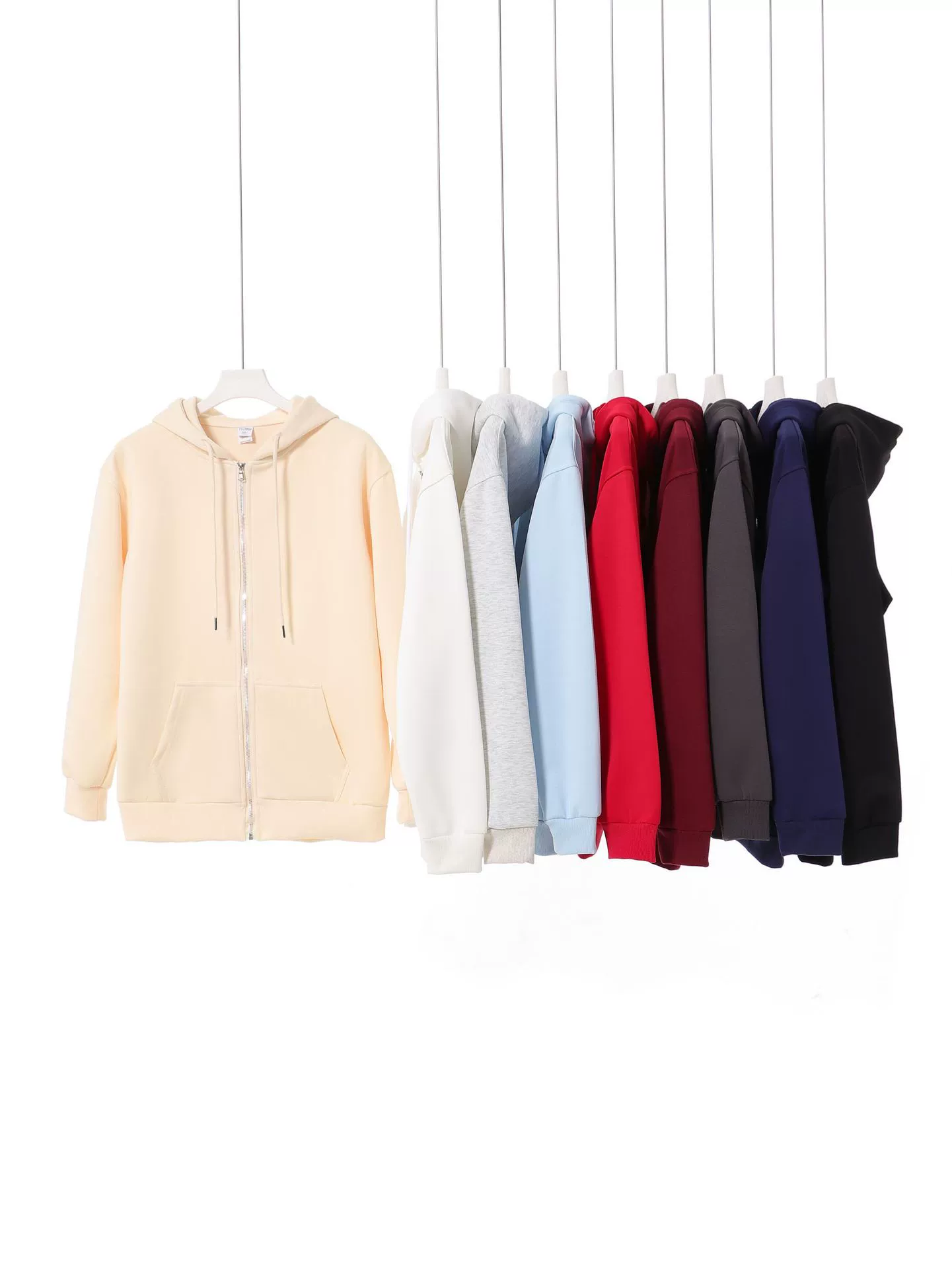Men's Heavyweight Zip-Up Hoodie – Oversized, Minimalist Solid-Color Streetwear Style (Suitable for Spring/Autumn & Couples) - Model: 832761791148 - 图片 3