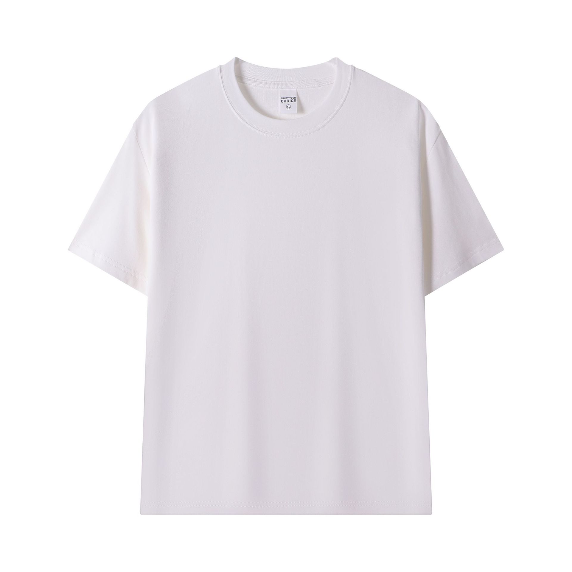 American Style 240G Heavyweight Combed Cotton Short Sleeve T-shirt, Unisex Loose Drop Shoulder Solid Color Crew Neck Tee for Wholesale- Model: 888895930264 - 图片 6