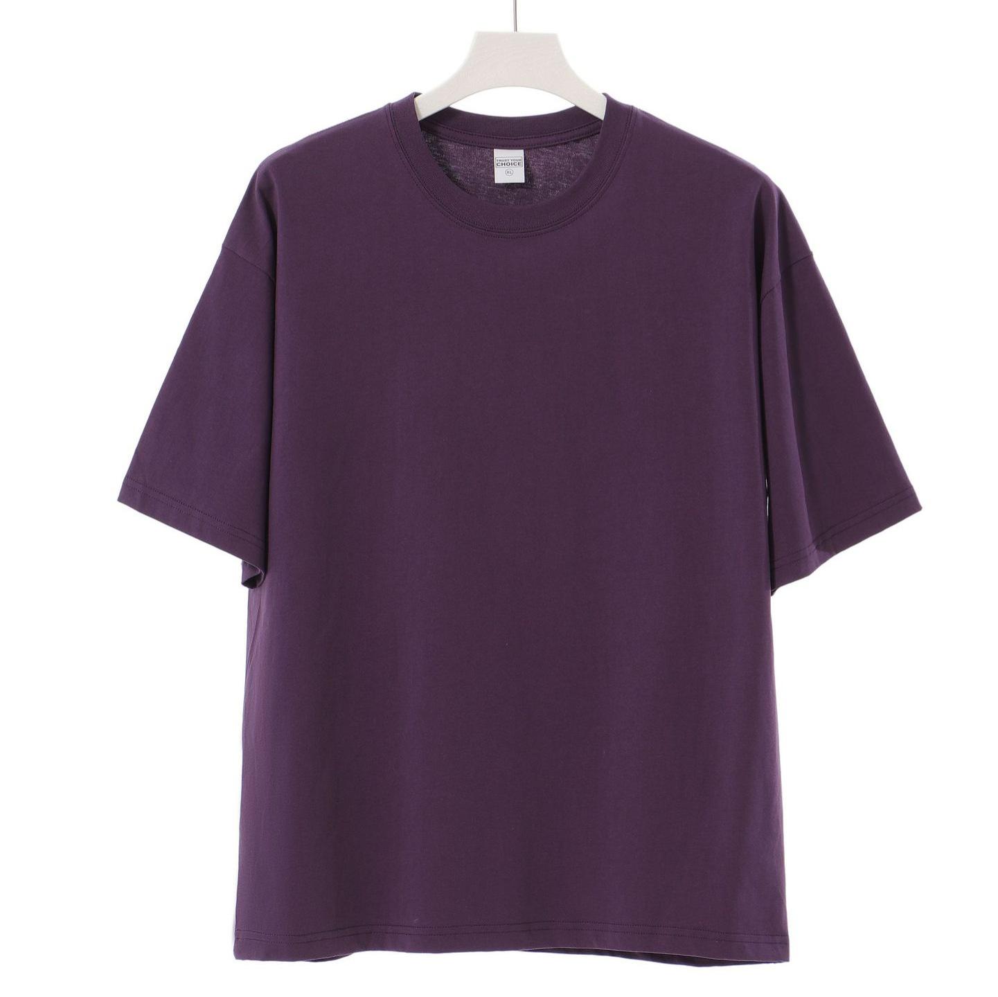 American Style 240G Heavyweight Combed Cotton Short Sleeve T-shirt, Unisex Loose Drop Shoulder Solid Color Crew Neck Tee for Wholesale- Model: 888895930264 - 图片 5