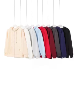 Men's Heavyweight Zip-Up Hoodie – Oversized, Minimalist Solid-Color Streetwear Style (Suitable for Spring/Autumn & Couples) - Model: 832761791148