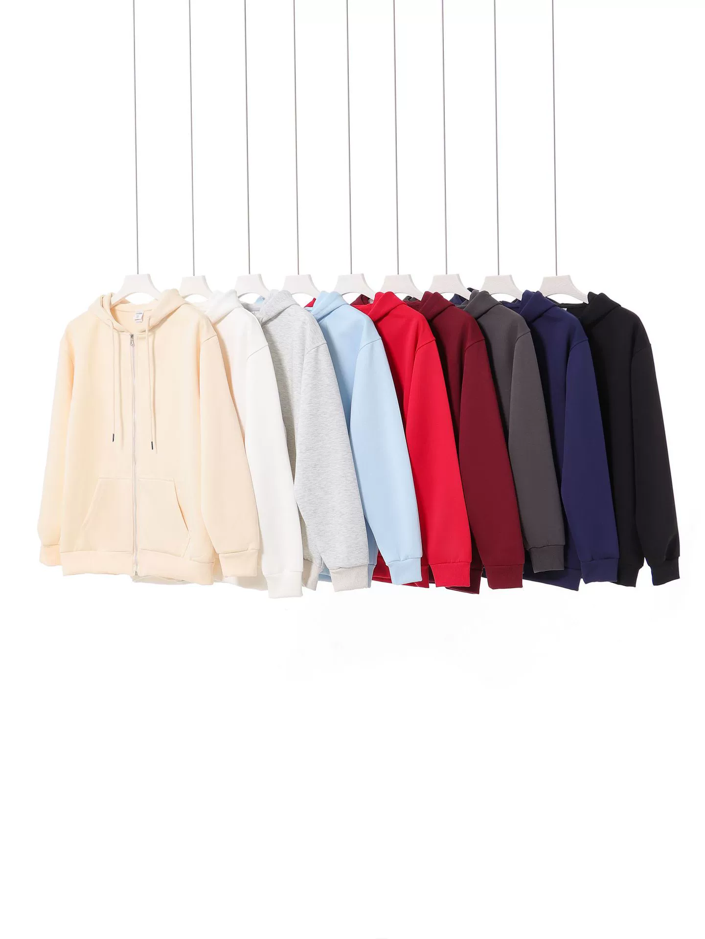 Men's Heavyweight Zip-Up Hoodie – Oversized, Minimalist Solid-Color Streetwear Style (Suitable for Spring/Autumn & Couples) - Model: 832761791148