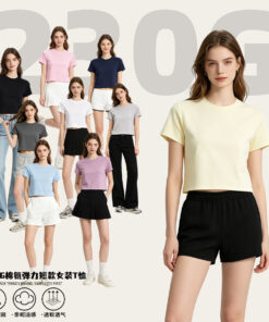 Spandex Blended Y2K Crop Top Slim Fit T-Shirt Women