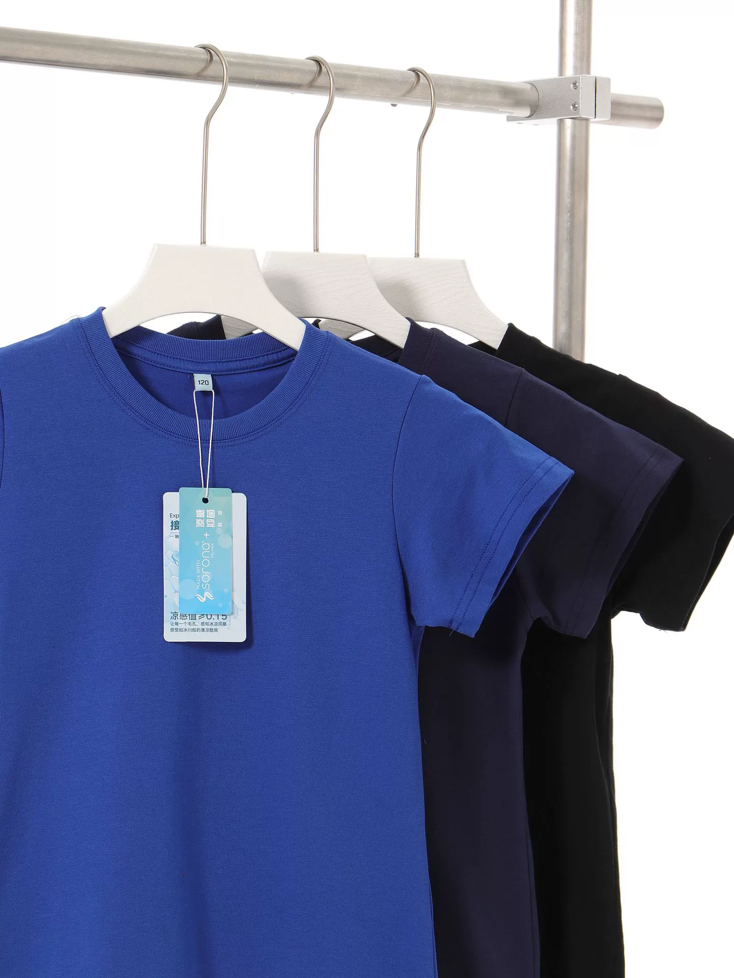 Trendy Solid-Color Kids' T-Shirt: 230g Sorona Cooling Fabric, Crew Neck, Short Sleeve, Outdoor Tech, 5A Antibacterial & Breathable- Model: 910305080354 - 图片 4