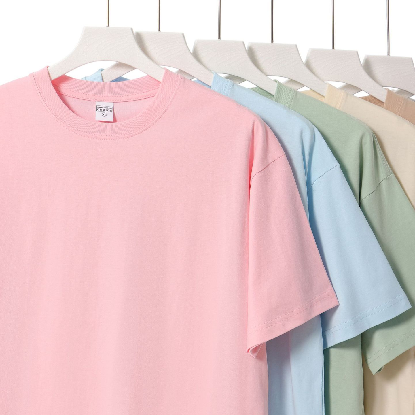 American Style 240G Heavyweight Combed Cotton Short Sleeve T-shirt, Unisex Loose Drop Shoulder Solid Color Crew Neck Tee for Wholesale- Model: 888895930264 - 图片 4