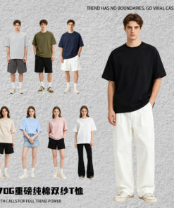 Heavyweight 270g Earth Tone Drop Shoulder Double Yarn T-Shirt Men