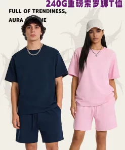 Heavyweight Breathable 240G Cool Feel Round Neck Short Sleeve T-Shirt Men 5A Antibacterial Quick Dry Uv Protection Top - Model: 779180095272