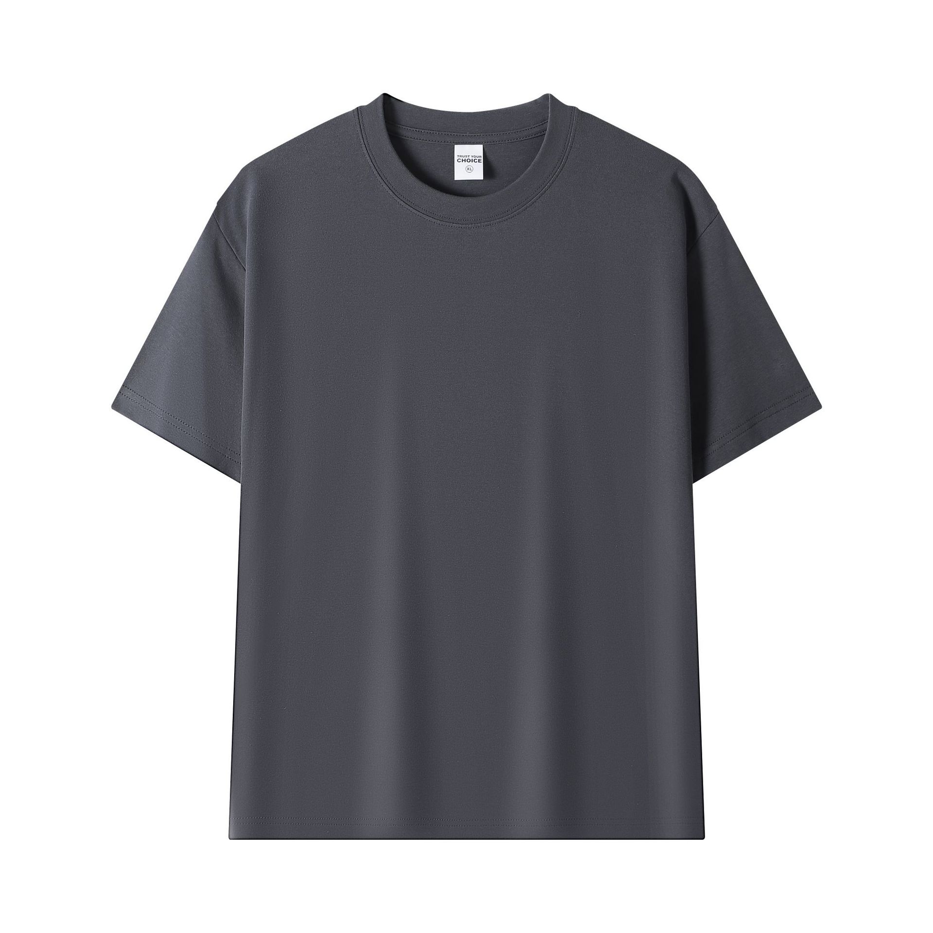 American Style 240G Heavyweight Combed Cotton Short Sleeve T-shirt, Unisex Loose Drop Shoulder Solid Color Crew Neck Tee for Wholesale- Model: 888895930264 - 图片 8