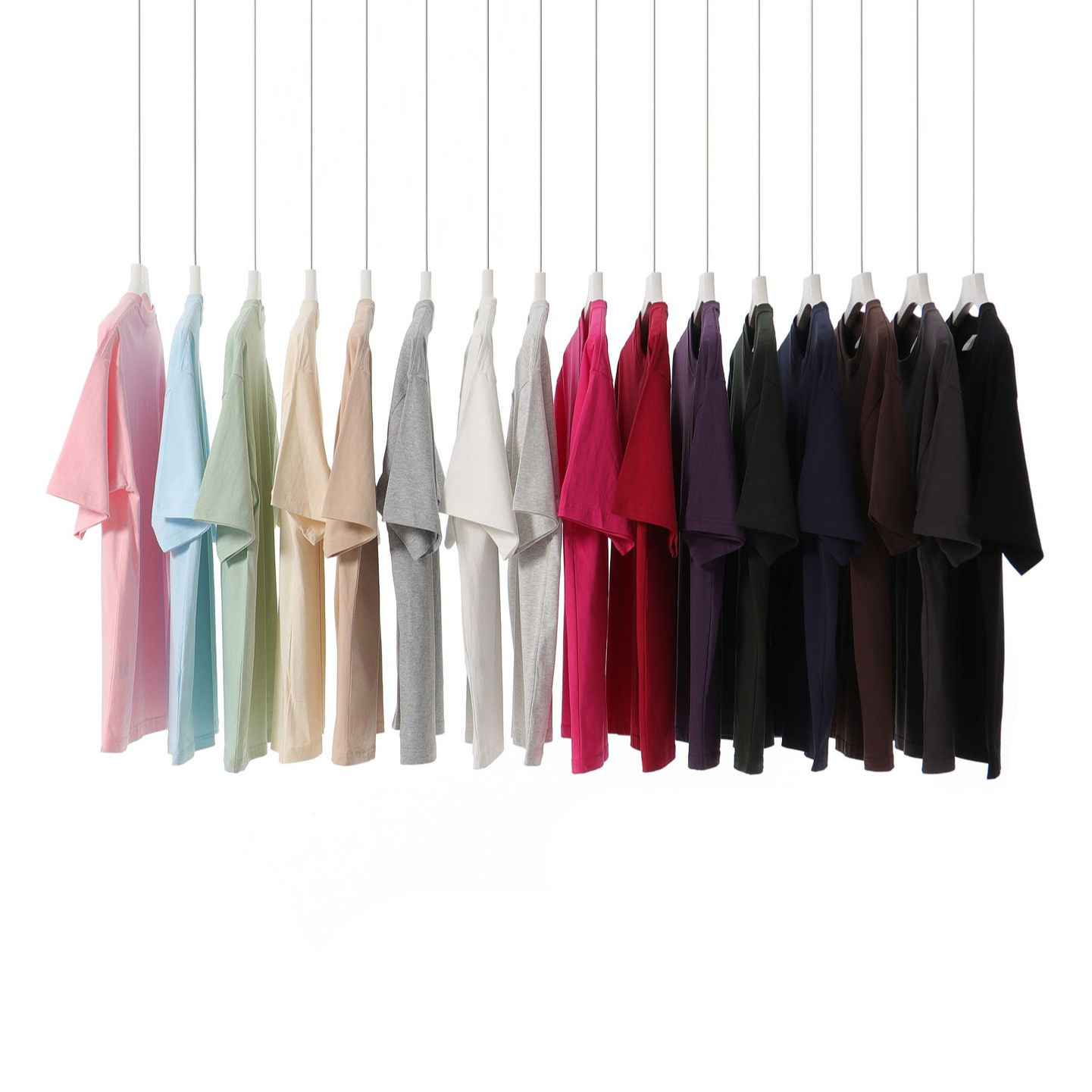 American Style 240G Heavyweight Combed Cotton Short Sleeve T-shirt, Unisex Loose Drop Shoulder Solid Color Crew Neck Tee for Wholesale- Model: 888895930264 - 图片 3