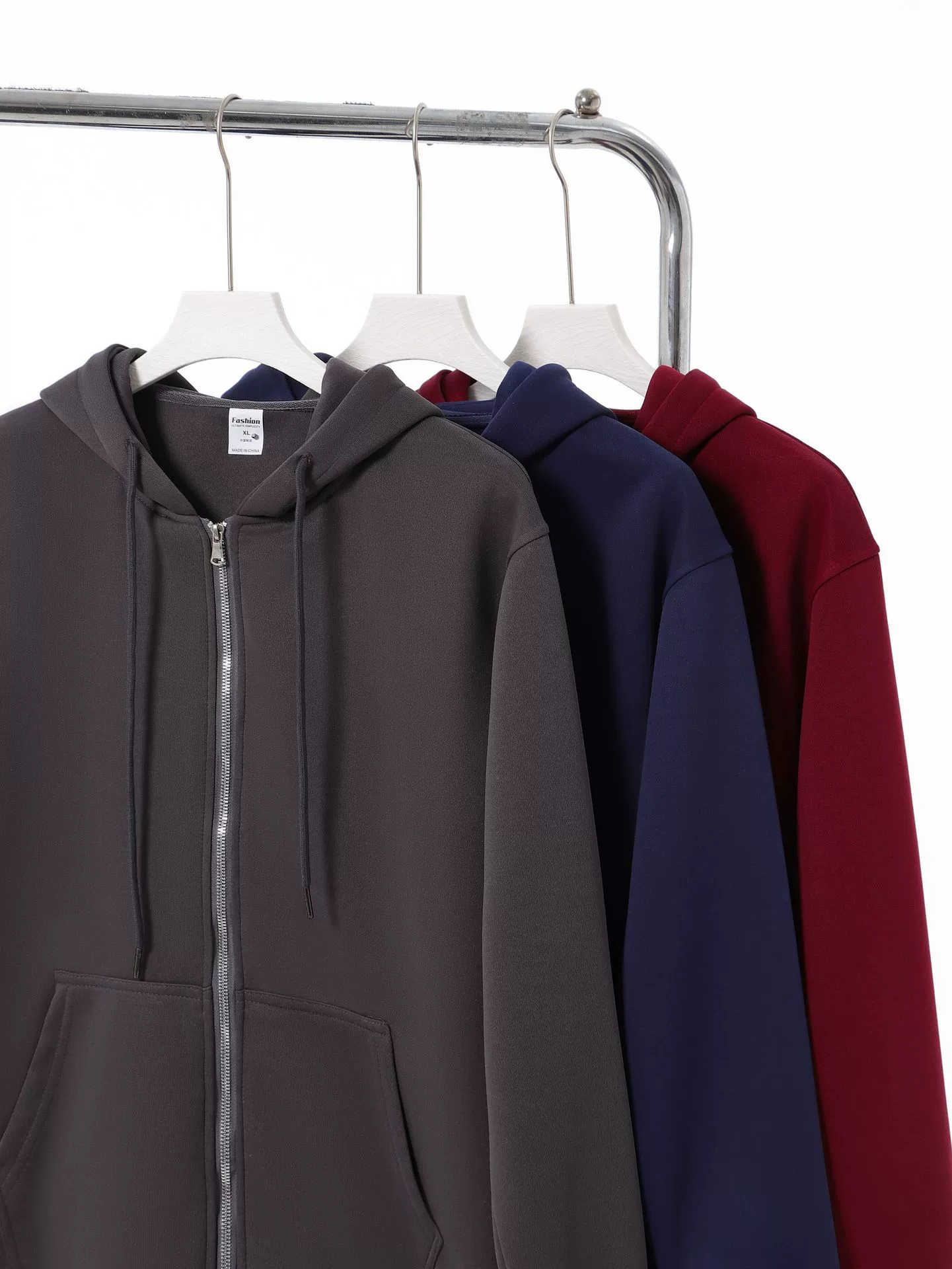 Men's Heavyweight Zip-Up Hoodie – Oversized, Minimalist Solid-Color Streetwear Style (Suitable for Spring/Autumn & Couples) - Model: 832761791148 - 图片 5