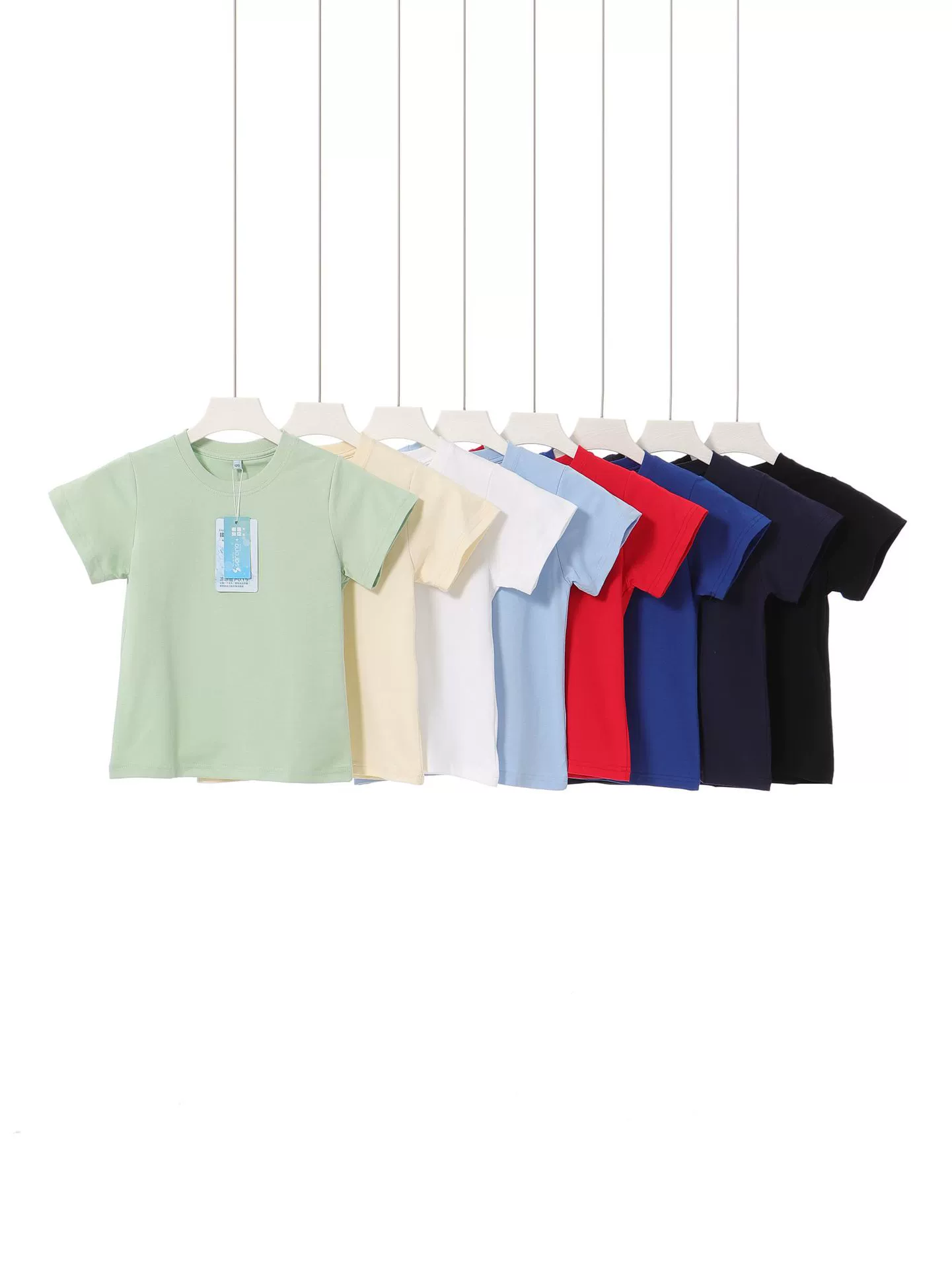 Trendy Solid-Color Kids' T-Shirt: 230g Sorona Cooling Fabric, Crew Neck, Short Sleeve, Outdoor Tech, 5A Antibacterial & Breathable- Model: 910305080354
