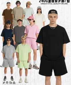 Alternative view of Heavyweight Breathable 240G Cool Feel Round Neck Short Sleeve T-Shirt Men 5A Antibacterial Quick Dry Uv Protection Top - Model: 779180095272