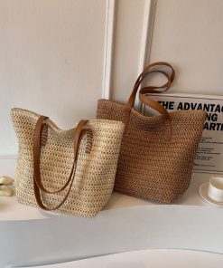 Straw Woven Bag for Women Travel Outdoor Summer Large Capacity - Model: 1007105240148