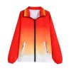 Color-Block Loose-Fit Coat for Daily Wear with Zipper and Stand Collar - Model: 660925630963