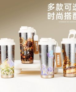 Titanium Travel Mug for Car Coffee and Cold Drinks, Leak-Proof - Model: 1011157906454