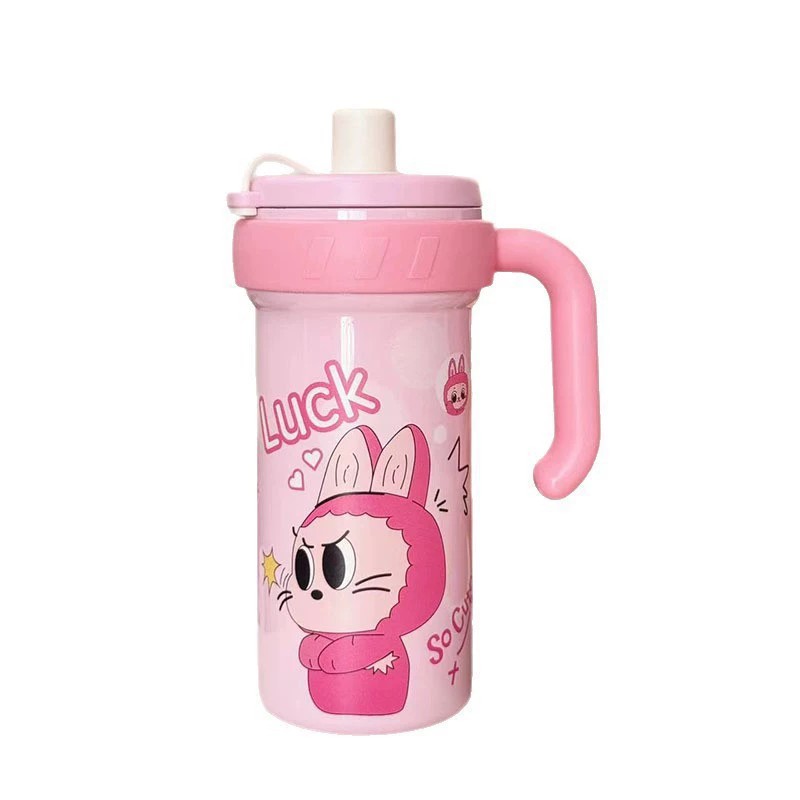 Cartoon Thermos Cup for School with Straw and Handle - Model: 992492362118 - 图片 5
