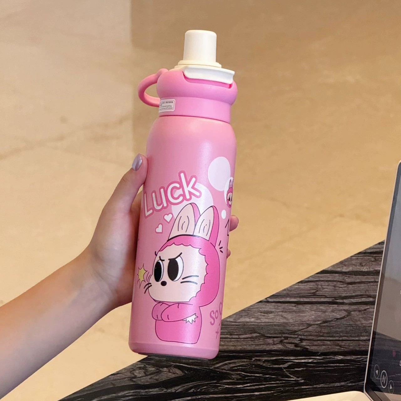 Cartoon Thermos Cup for School with Straw and Handle - Model: 992492362118 - 图片 8