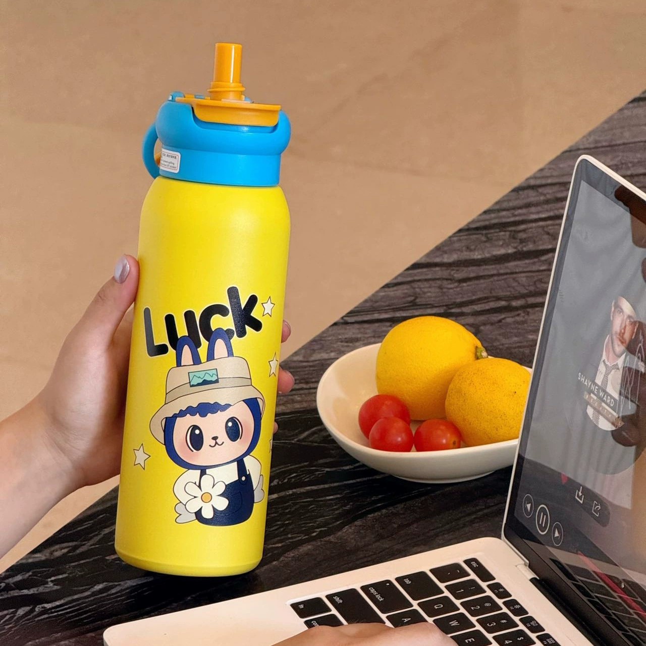 Cartoon Thermos Cup for School with Straw and Handle - Model: 992492362118 - 图片 9