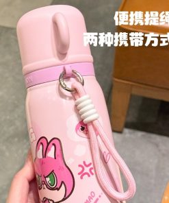 Alternative view of Cartoon Stainless Steel Thermos for School Travel with Straw - Model: 994411584768