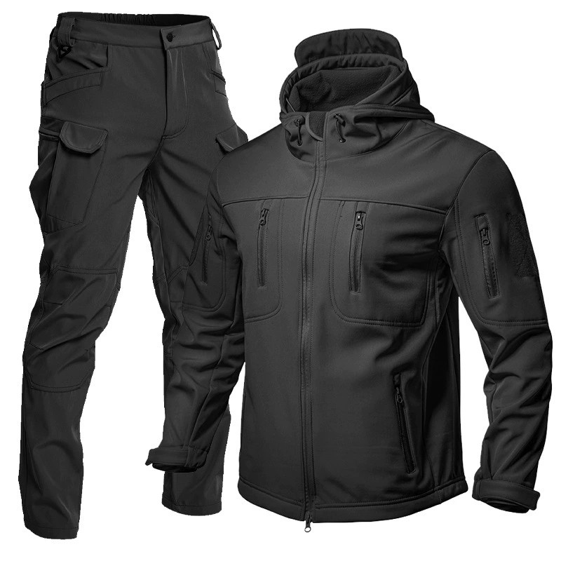 Softshell Jacket and Pants Set for Winter Mountaineering with Fleece Lining - Model: 959965894377