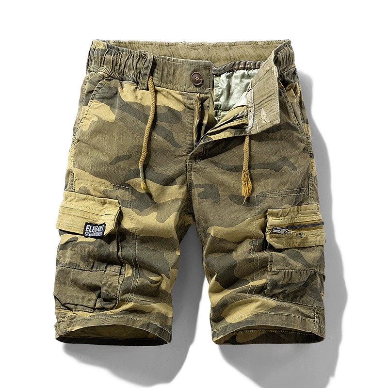 Camouflage Cargo Shorts for Outdoor Hiking with Stretch Fabric - Model: 721703686157