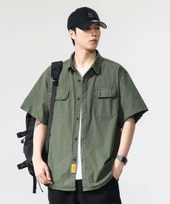 Alternative view of Men's Casual Short Sleeve Shirt for Summer Streetwear with Utility Pockets - Model: 909817020376