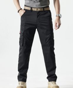 Men's Slim Fit Cargo Pants with Multi-Pockets for Travel Work - Model: 745074178677
