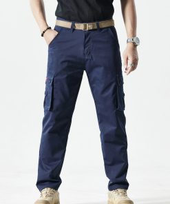 Alternative view of Men's Slim Fit Cargo Pants with Multi-Pockets for Travel Work - Model: 745074178677