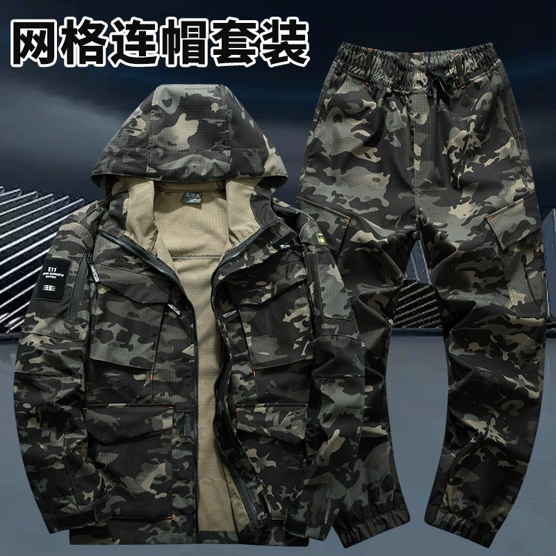Men's Long-Length Labor Protective Workwear Set for Military Enthusiasts, Camouflage Outerwear - Model: 926238281314 - 图片 3