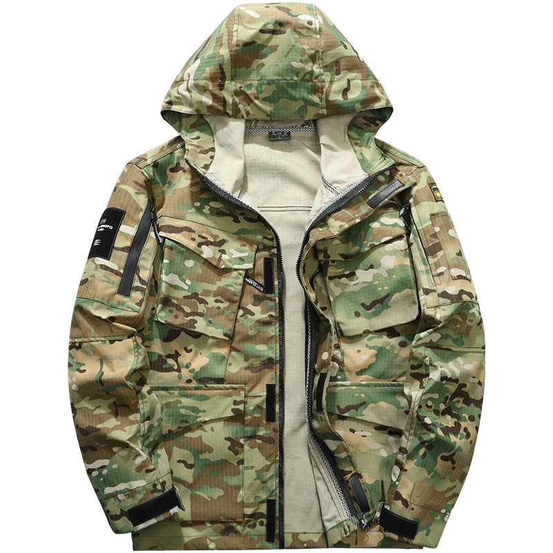 Men's Long-Length Labor Protective Workwear Set for Military Enthusiasts, Camouflage Outerwear - Model: 926238281314 - 图片 5