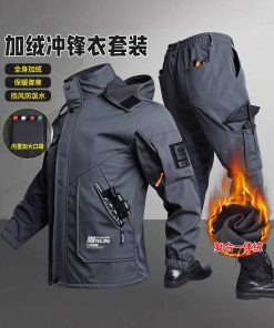 Men's Winter Work Jacket with Fleece Lining for Outdoor Labor Protection - Model: 1010456492779