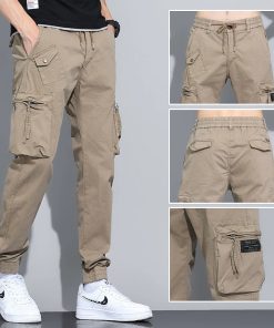 Men's Tapered Cargo Pants for Casual Wear with Multiple Pockets - Model: 642513568218