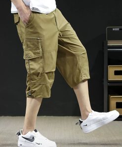 Men's Loose Cargo Capri Pants for Summer Sports with Multi-Pockets - Model: 896419391897