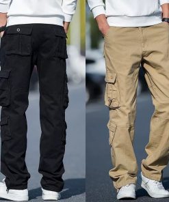 Men's Loose Cargo Pants for Outdoor Hiking with Multi-Pockets - Model: 896556719980
