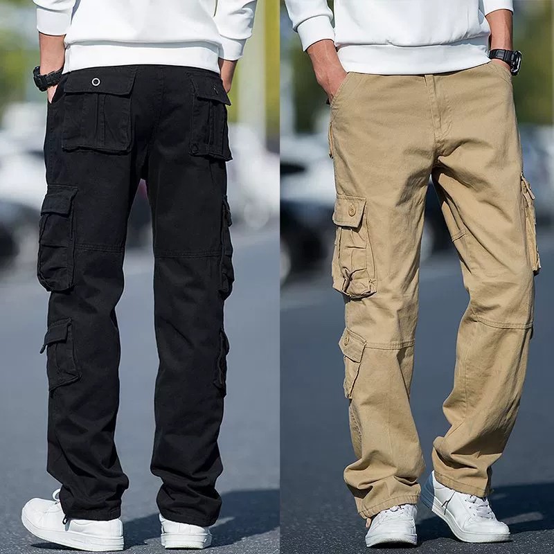 Men's Loose Cargo Pants for Outdoor Hiking with Multi-Pockets - Model: 896556719980
