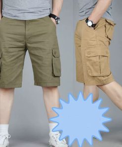 Men's Casual Five-Point Cotton Shorts for Summer, Multi-Pocket Straight-Leg - Model: 774447293091