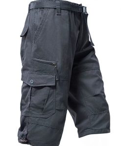Summer Cropped Cargo Pants for Men with Multi-Pockets, Plus Size - Model: 885141460123
