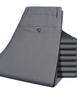 Alternative view of Men's Business Casual Cotton Trousers for Middle-Aged Father Summer - Model: 788044737071