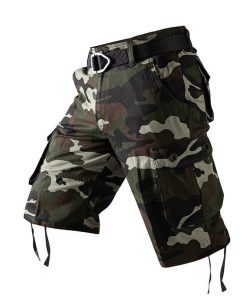 Men's Camouflage Mid-Length Shorts for Beach, Work, and Riding - Model: 896497004703