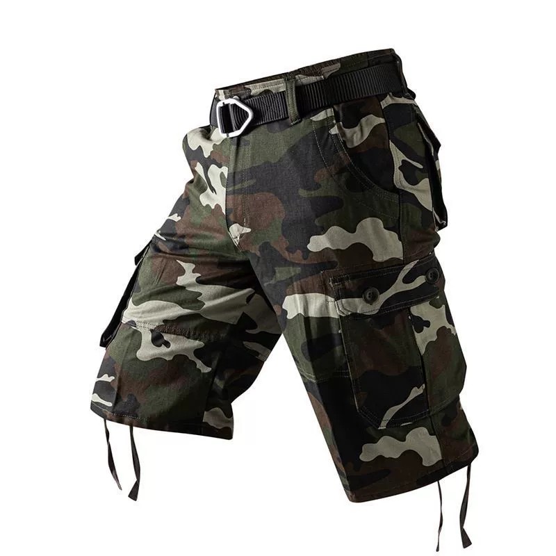 Men's Camouflage Mid-Length Shorts for Beach, Work, and Riding - Model: 896497004703
