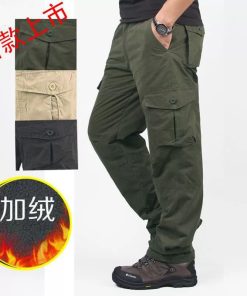 Winter Warm Cargo Pants for Men with Multi-Pockets Casual Loose - Model: 827527065785