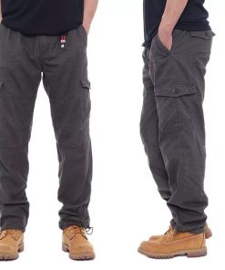 Alternative view of Men's Loose Fit Cotton Pants for Construction Site Work with Multi-Pockets - Model: 779876745579