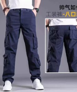 Men's Cotton Cargo Pants with Multi-Pockets for Outdoor - Model: 772797523982
