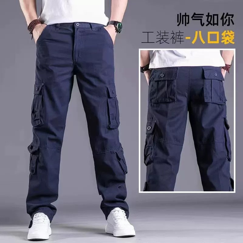 Men's Cotton Cargo Pants with Multi-Pockets for Outdoor - Model: 772797523982