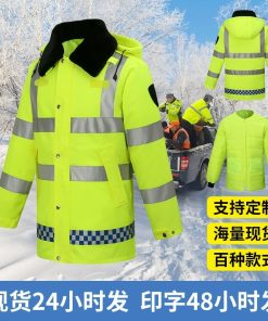Traffic Highway Duty Rescue Reflective Raincoat for Men with Warm Cotton Lining - Model: 851478531289