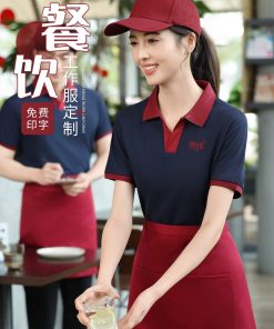 Custom Staff Uniform T-Shirt for Milk Tea Shop Hot Pot Barbecue - Model: 1048761778768