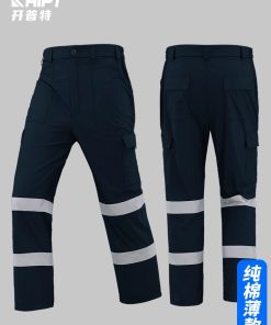 Men's Work Pants with Reflective Stripe for Summer Factory Workshop - Model: 857625056557
