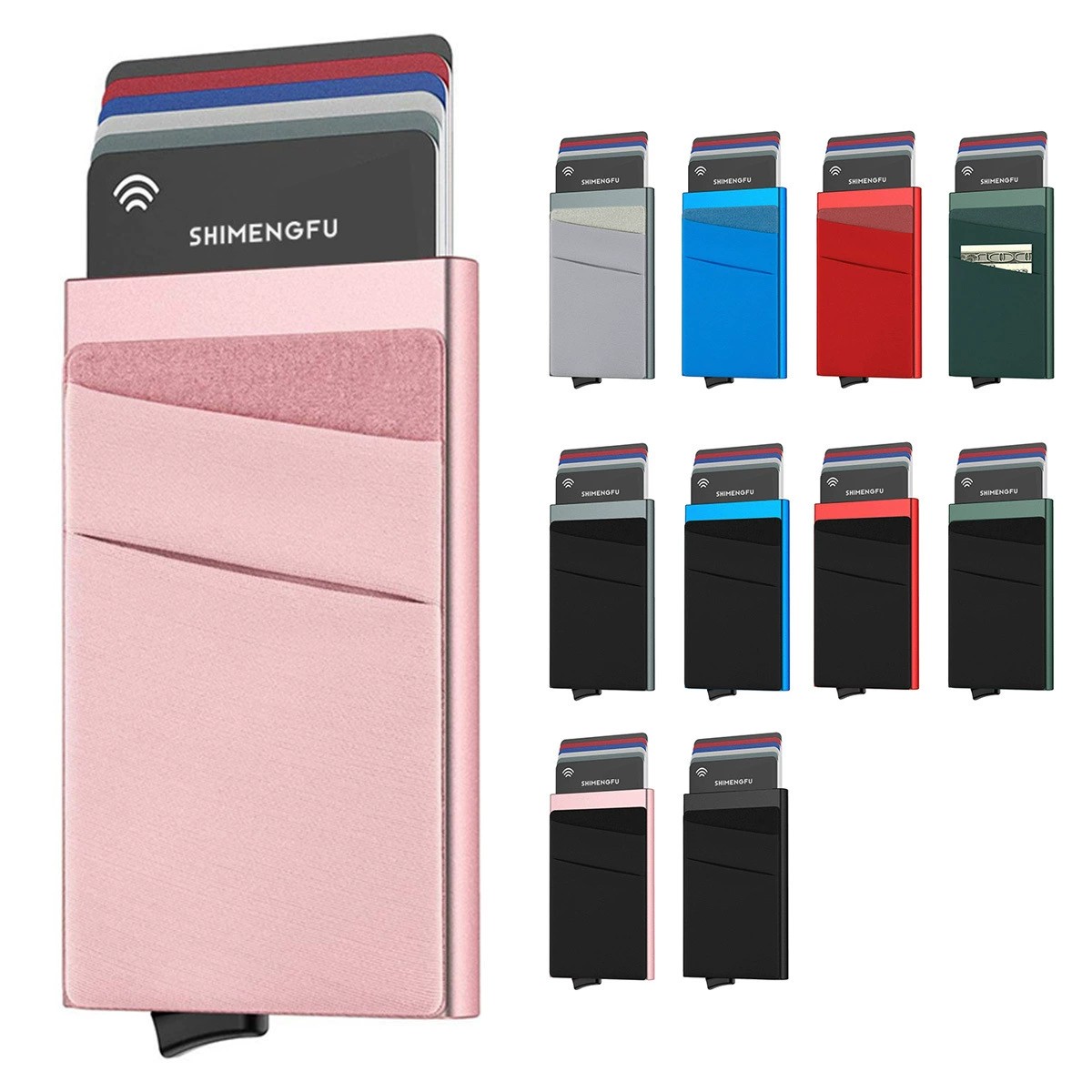 Side-Push Card Case for Bank Cards with Anti-Theft Pop-Up Sleeve - Model: 836377300611 - 图片 2