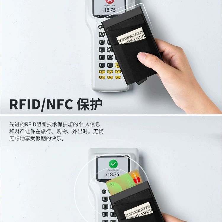 Side-Push Card Case for Bank Cards with Anti-Theft Pop-Up Sleeve - Model: 836377300611 - 图片 4