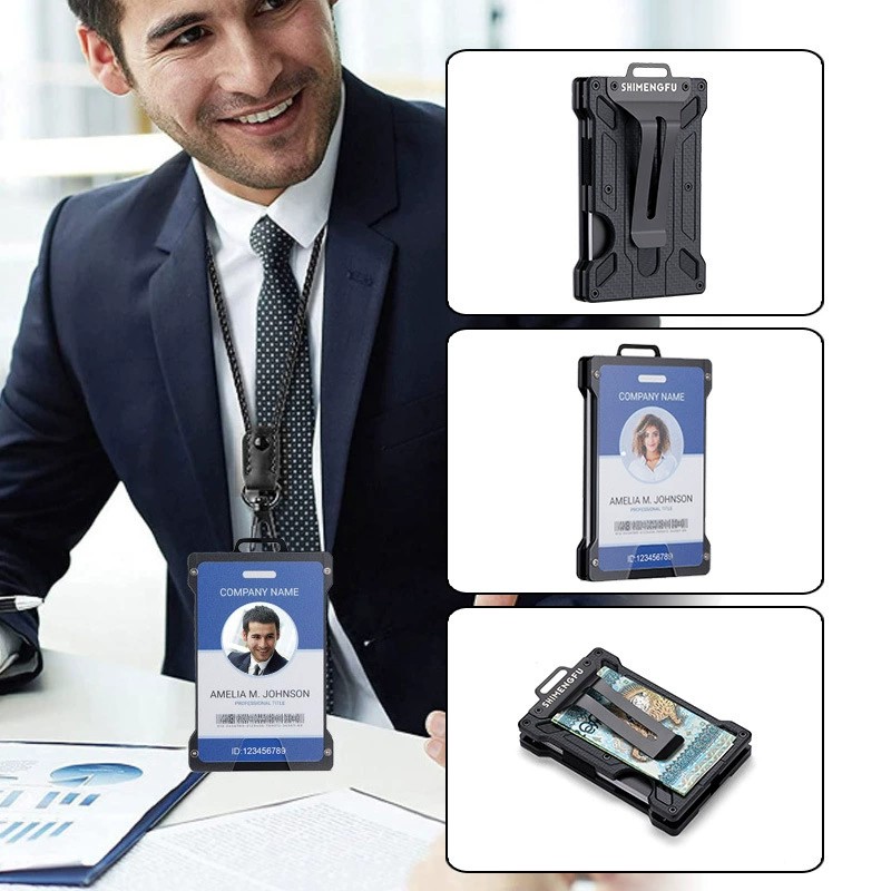 Metal Badge Card Holder for Work ID with RFID Protection - Model: 694737865142 - 图片 2