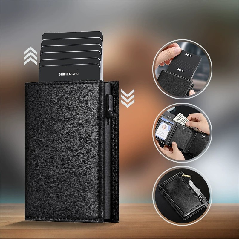 Oil Wax Leather Card Case for Quick Access with Metal Money Clip - Model: 680929181427 - 图片 2